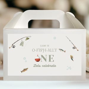 Fishing Birthday Gable Box Label,  Ofishally One Gable Box, O-fish-ally One 1st Birthday, The Big One, Gone Fishing Party Decorations