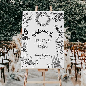 The Night Before Welcome Sign Template, Winter Rehearsal Dinner Welcome Sign, Welcome to the Night Before Sign, Whimsical Wedding, N4