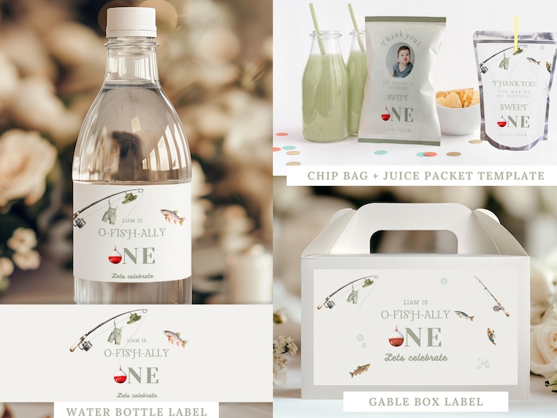 Fishing Birthday Invitation Bundle, Ofishally One Invite, O-fish-ally One 1st Birthday Bundle, The Big One, Gone Fishing Birthday Party Bundle
