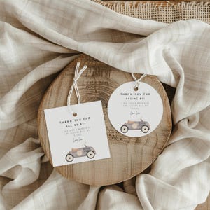 Editable Birthday Thank You Favor Tag, Fast one, Two fast, Racecar Birthday Decor, brown race car Favor Tag, race party decor template