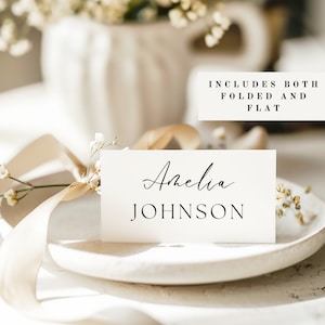 Plantilla de tarjeta de nombre moderna, plantilla de tarjeta de lugar de boda boho, tarjetas de nombre imprimibles, tarjetas de lugar rústicas, tarjeta de lugar minimalista moderna, W10