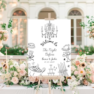 The Night Before Welcome Sign Template, Rehearsal Dinner Welcome Sign, Welcome to the Night Before Sign, Whimsical Wedding Rehearsal, N15