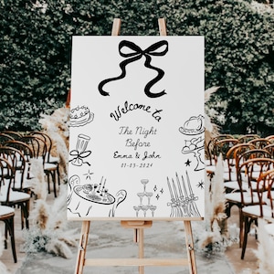 The Night Before Welcome Sign Template, Rehearsal Dinner Welcome Sign, Welcome to the Night Before Sign, Whimsical Wedding Rehearsal, N17