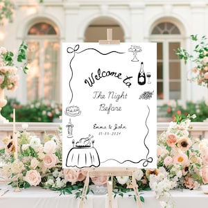 The Night Before Welcome Sign Template, Rehearsal Dinner Welcome Sign, Welcome to the Night Before Sign, Whimsical Wedding Rehearsal, N1
