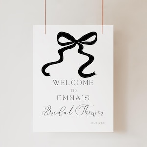 Modern Bow Bridal Shower Welcome Sign, Editable Bow Bridal Shower, Modern hand drawn bow Bridal Shower, Bridal Shower, D27