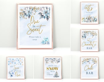 Cartelli per feste di compleanno Winter Onederland, Cartelli per feste di compleanno Winter ONEderland, Cartello per il primo compleanno invernale, decorazioni per feste, ONEderland, W2