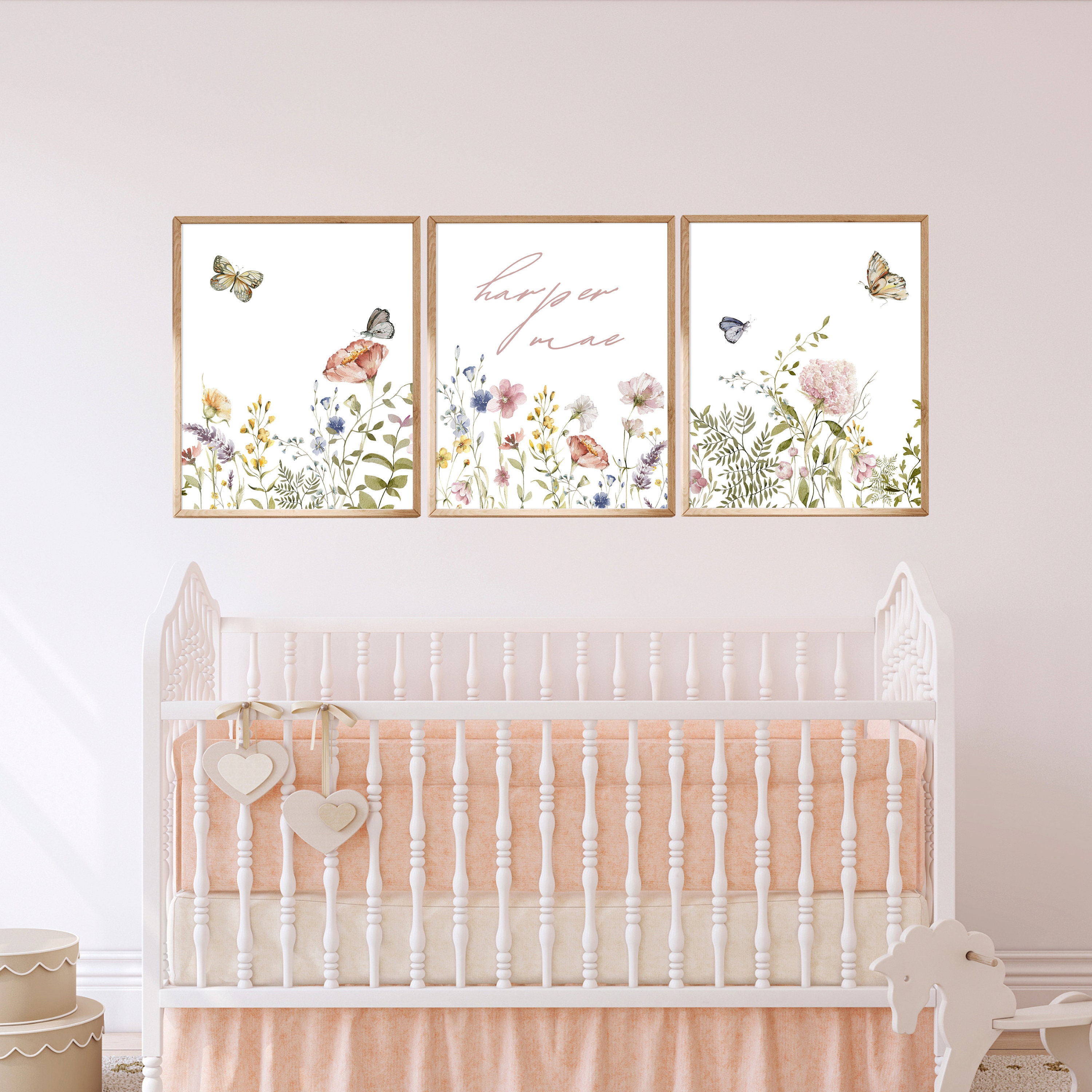 Custom Wildflowers Prints, Floral Nursery Wall Art, Boho Baby Girl ...