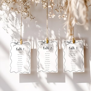 Plantilla de tarjetas de tabla de asientos de boda escritas a mano, tarjetas de tabla de mesa de boda, tarjeta de asientos editable, tarjeta de tabla de asientos de boda moderna,