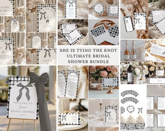 Editable She's Tying the Knot Bridal Shower Invitation & Games Bundle (Digital Download)