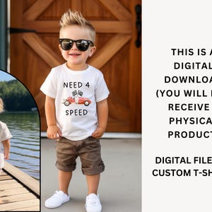Need Four Speed Race Car PNG Cut file, Sublimation, Blue Race Car 4th Birthday Boy Shirt, Birthday Racing Party, Custom T-shirts,