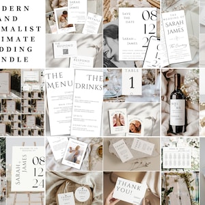Elegantes und modernes Einladungs-Set-Bundle - Minimalistisches Hochzeitspaket, modernes elegantes Hochzeitsvorlagenpaket, Einladungspaket, W10