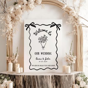 Plaque de bienvenue de mariage, plaque de bienvenue de mariage dessinée à la main, plaque amusante fantaisiste, mariage illustré, griffonnage artistique plaque de bienvenue de mariage, HW3