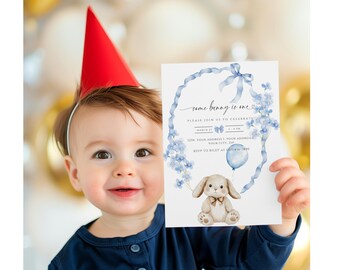 Some Bunny Birthday Invitation, Some Bunny is One 1st Invite, Bunny Birthday Invitation, 1st Birthday, Bunny Birthday Decorations, B3