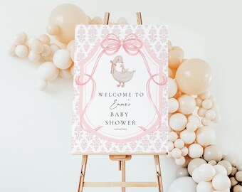 Toile de Jouy Goose Baby Shower Welcome Sign (Digital Download)