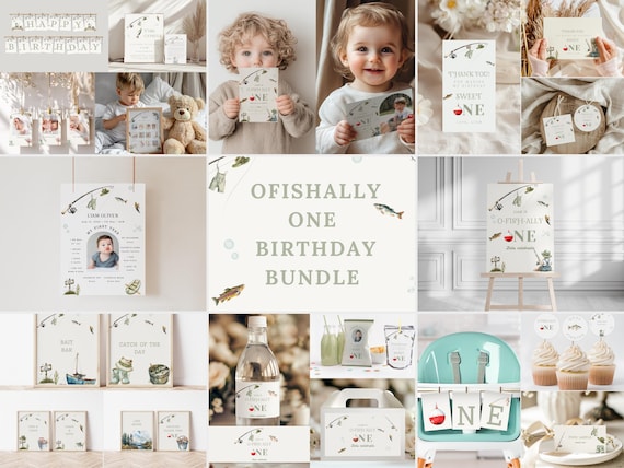 Fishing Birthday Invitation Bundle, Ofishally One Invite, O-fish-ally One 1st Birthday Bundle, The Big One, Gone Fishing Birthday Party