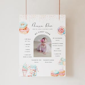 Modèle de panneau d'étape pour un anniversaire, affiche d'étape importante pour la première année, modèle de panneau d'étape pour deux anniversaires, 1er anniversaire, chéri