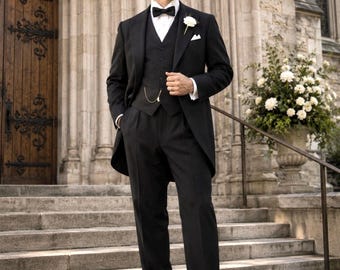 Antique 1920s Men's Custom Tailored 3-Piece Suit, Size 42