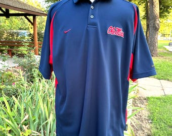 Polo Ole Miss bleu marine et rouge pour homme, taille XL