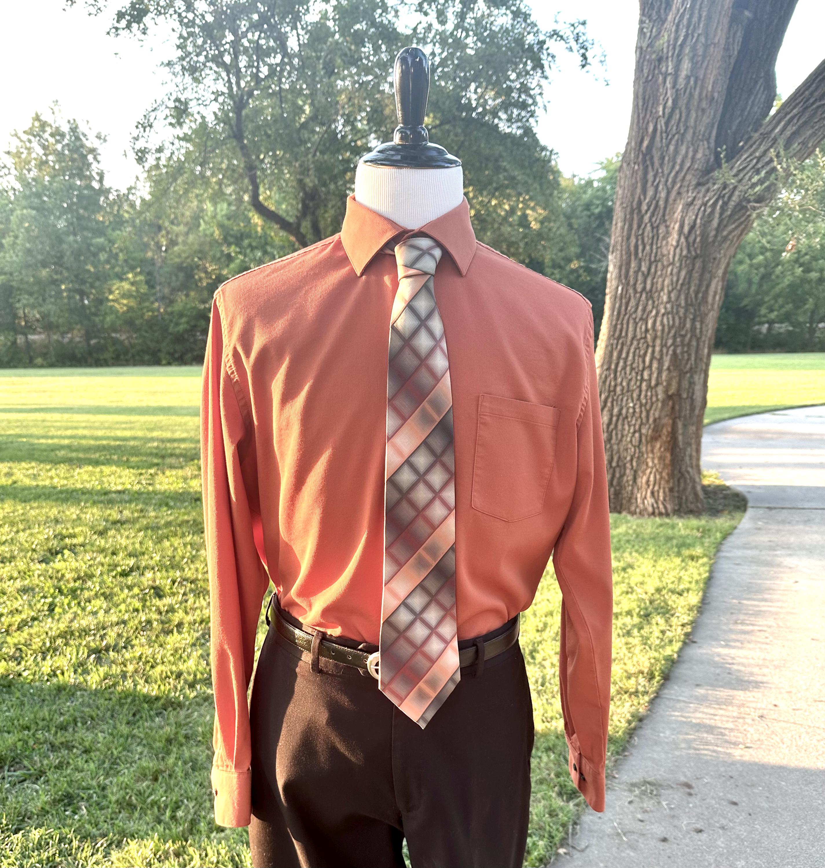 Mens Long Sleeve Burnt Orange Dress Shirt - Etsy