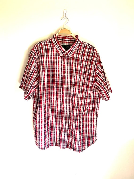 Vintage Men's Plaid Seersucker Shirt, size XL, by Scandia Woods