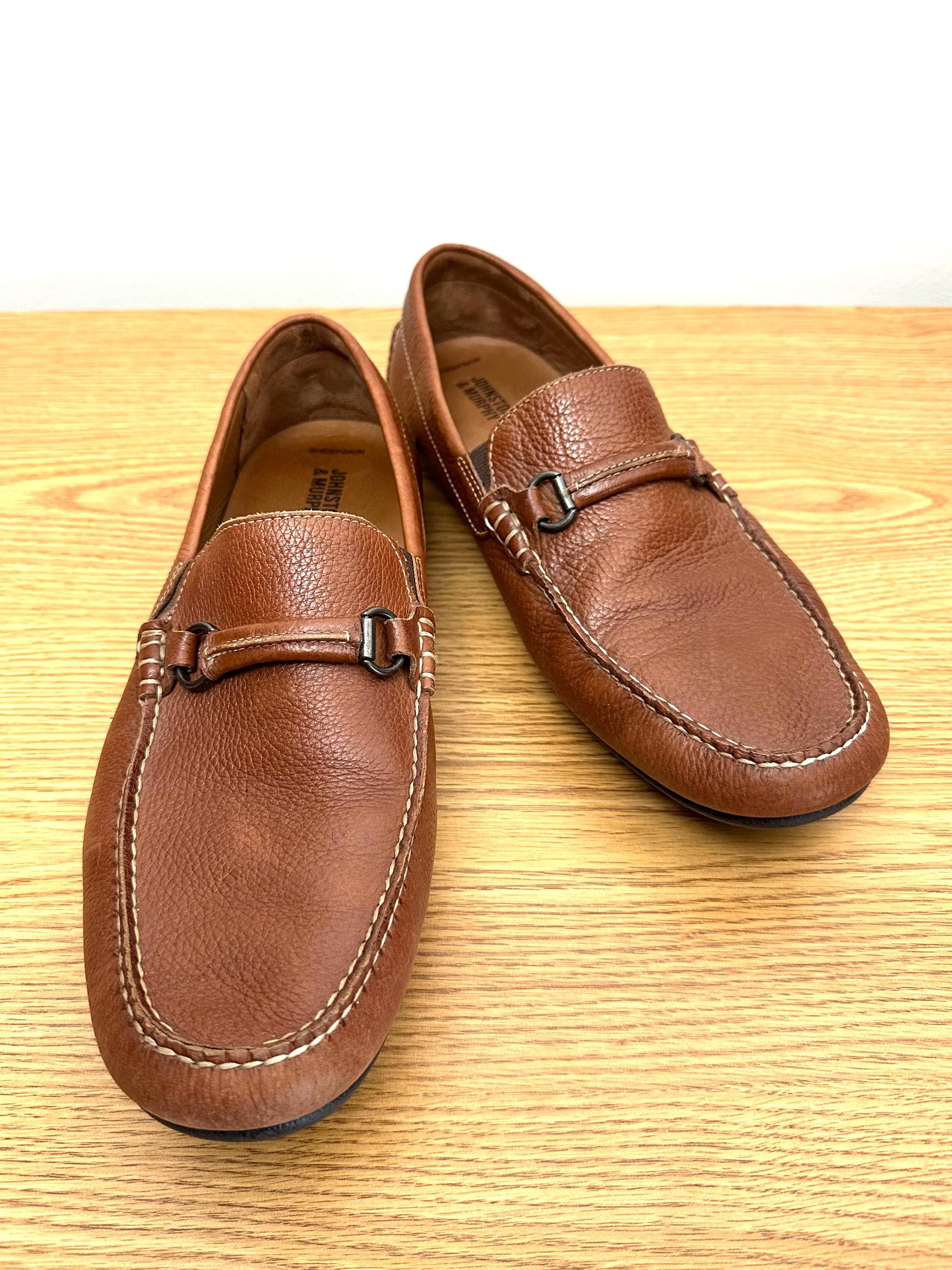 JOHNSTON MURPHY SIZE 9 BROWN SHEEPSKIN LEATHER PENNY LOAFERS SLIP ON MENS SHOES Men main image 3