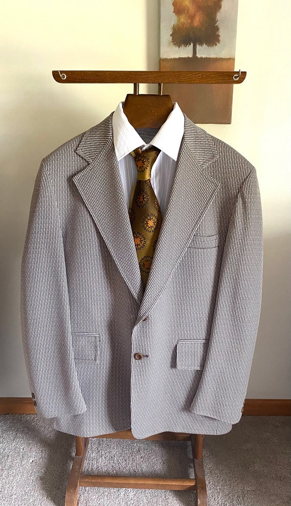 Vintage Brown and White Houndstooth Sport Coat an… - image 1