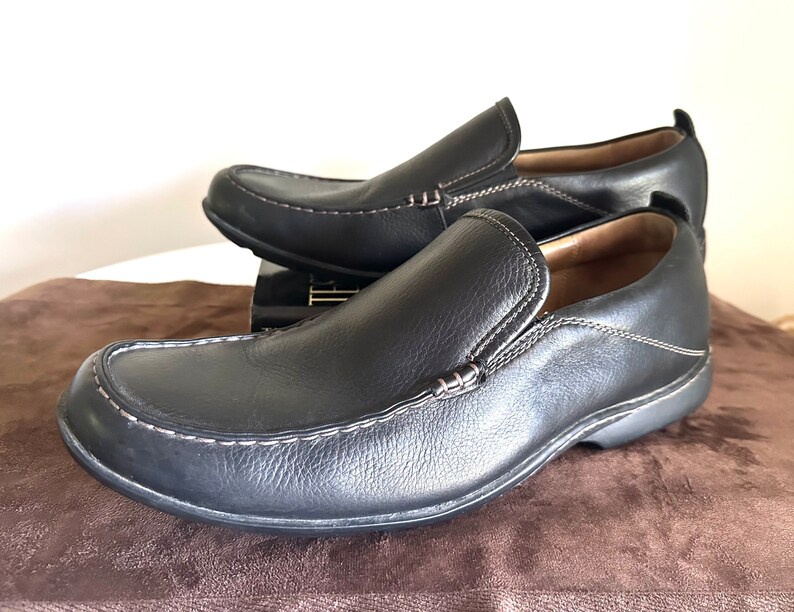 Mocassins en cuir noir pour hommes, Hush Puppies, taille 14 image 2