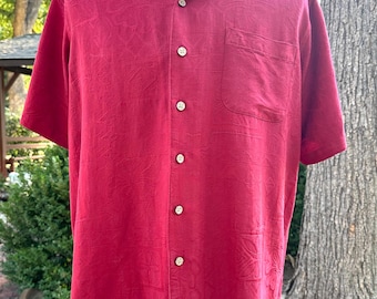 Vintage Men's Red Short Sleeve Shirt by Batik Bay, Size XL