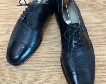 Vintage Men's BrassBoot Black Leather Oxfords, Made in Italy, Size 10 1/2