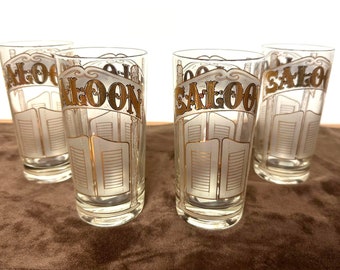 Vintage Culver Signed Barware, "Saloon" 12 oz Glasses, 1970