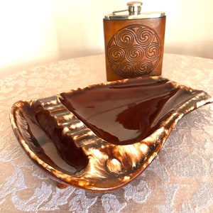 Vintage McCoy 1970s Brown Drip Ashtray, Made in USA