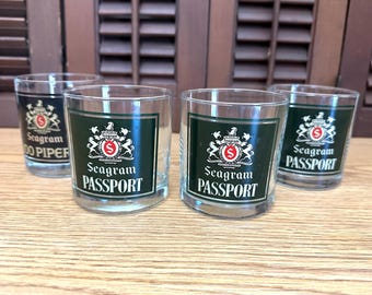 Vintage Seagram's Scotch Whiskey On the Rocks Glasses, Set of Four