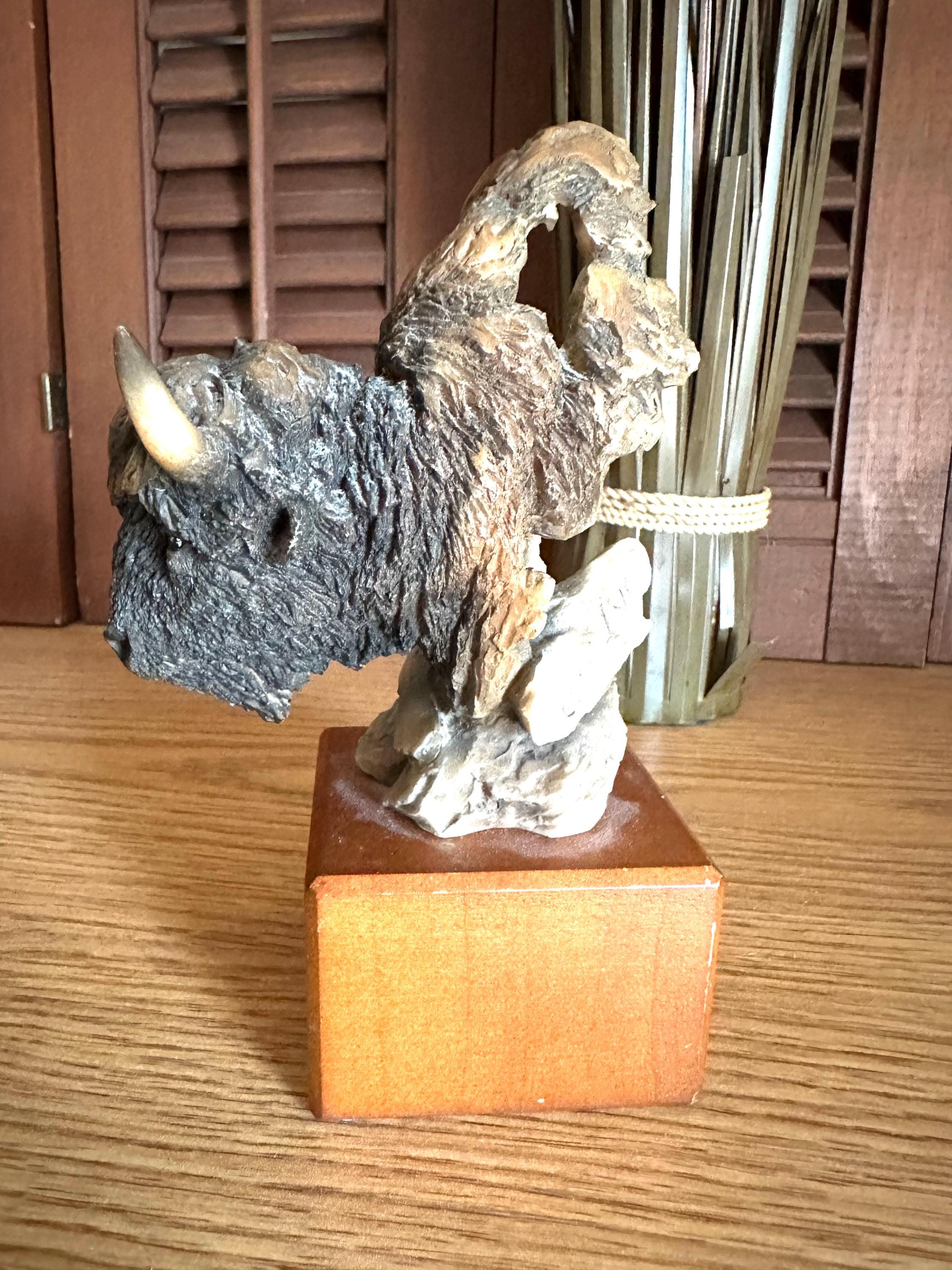 Clockwork Buffalo Vintage Buffalo Head Sculpture on Wood, Artist Signed - Etsy
