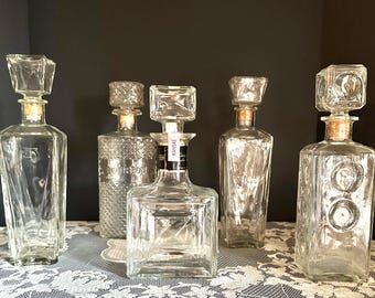 Vintage Pressed Glass Decanters, Choice of Five, 1960s-1970s