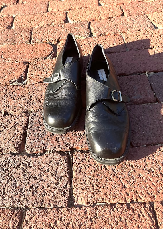 Women's Von Maur 8 ½ B Black Leather Casual Dress Strap Flat Shoe  Slip-On-In Box