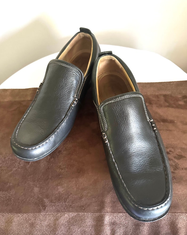 Mocassins en cuir noir pour hommes, Hush Puppies, taille 14 image 1