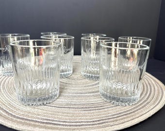 Vintage Crown Royal Old Fashioned/Rocks Glasses with Vertical Ribbing, Set of Eight
