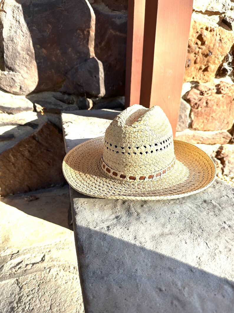 Vintage Straw Cowboy Hat, Size 7 1/8, Made in USA Etsy