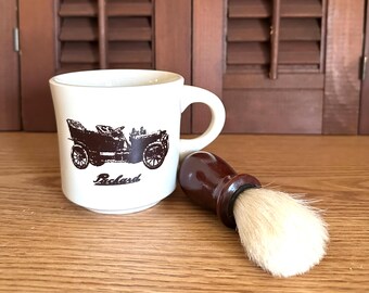 Vintage Shaving Mug and Brush, Antique Packard Surry, 1960s