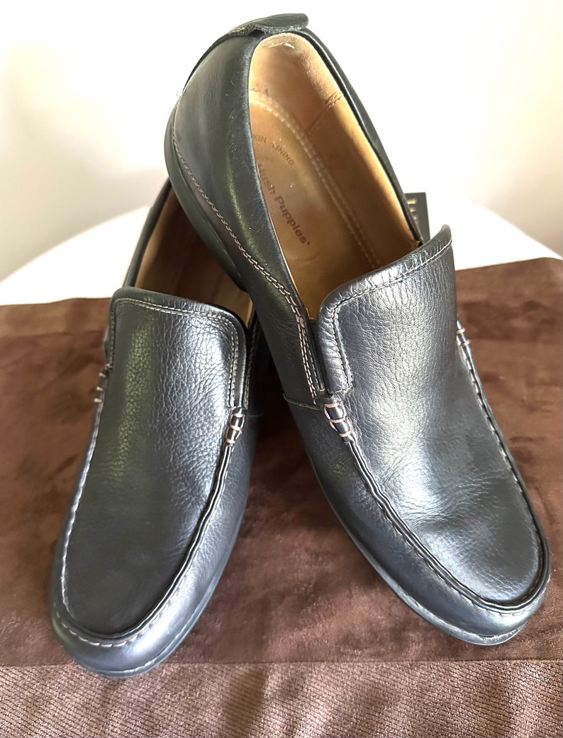 Mocassins en cuir noir pour hommes, Hush Puppies, taille 14 image 7