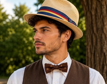 Vintage Men's Summer Straw Panama Hat, Size 7 3/8