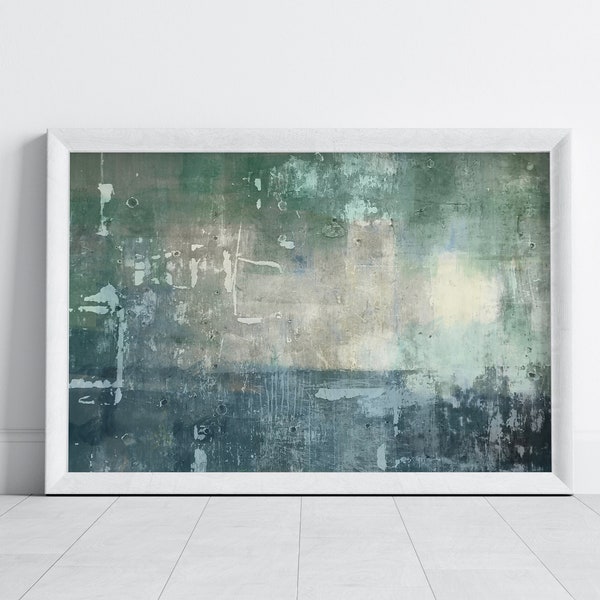 Earth Tone Digital Abstract, Printable in distressed blues and greens, Landscape Wall Art, Minimalist Wall Decor