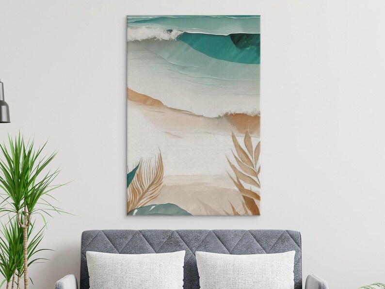 Printable Wall Art Ocean Beach Abstract Print, Coastal Seascape