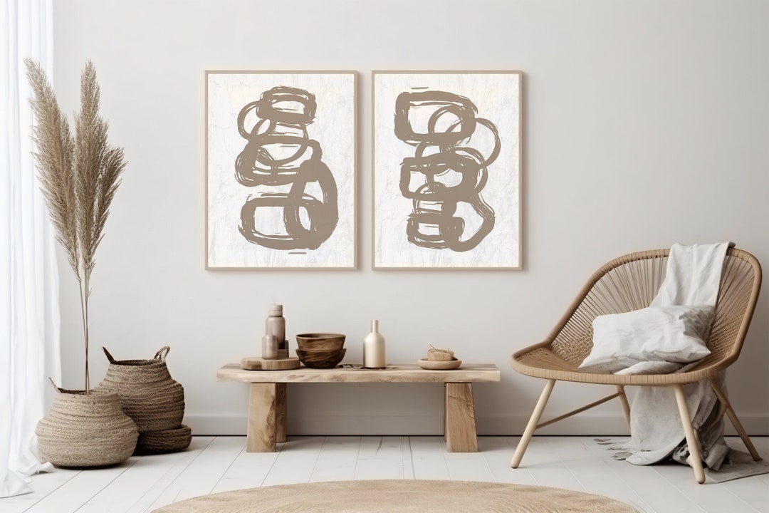 Printable Abstract Wall Art Neutral Set of 2 Prints - Etsy