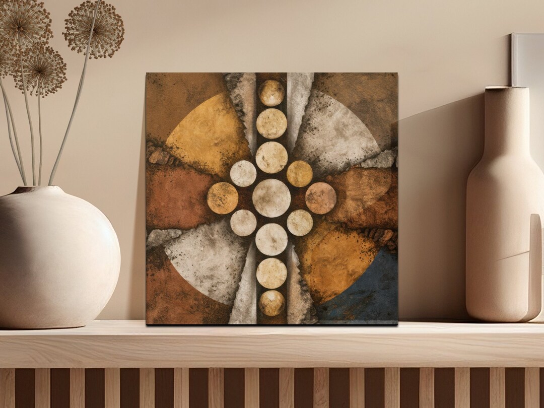 Abstract Geometric Circle Printable Wall Art, Textured Modern Rustic ...