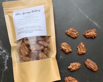 Nueces pecanas confitadas orgánicas, refrigerio artesanal
