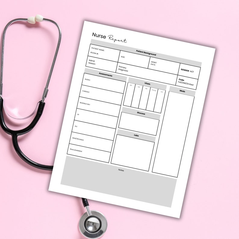 Nurse Report Sheet Report Sheet Nurse Nurse Report Sheet Med - Etsy