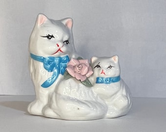 Figurine chat asiatique vintage en porcelaine