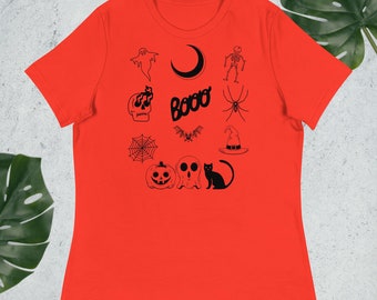 ハロウィンTシャツ、女性用のかわいいシャツ、季節の到来、女性用リラックスTシャツ