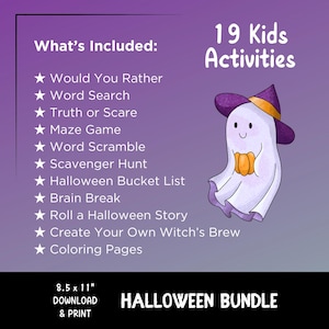 Kids Halloween Activity Bundle, Halloween Coloring Pages, Halloween Printables for Kids, Fun Halloween Activities, Halloween Kids Games